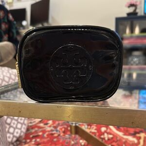 Tory Burch Black Patent Leather Cosmetic Bag
